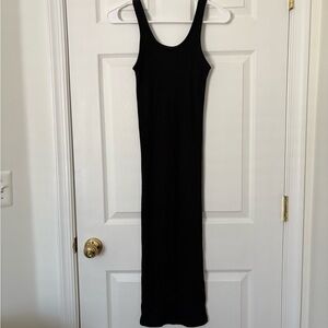 Black Sleeveless Rib Knit Midi/Maxi Dress